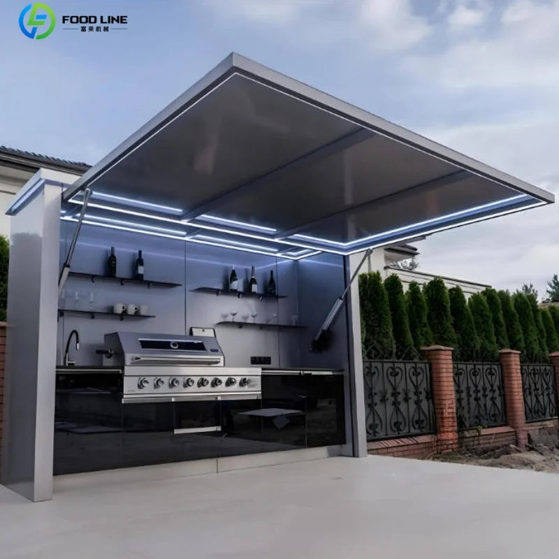Premium Outdoor Cooking Kitchen BBQ POD Easy Setup with Combined Sink Fridge Stainless Steel Backyard Party Ready Customized