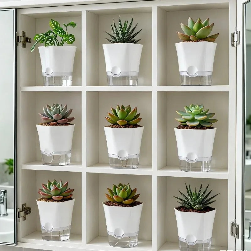 1/5pcs Transparent Self-Watering Plant Flower Pot Lazy Hydroponic Flowerpot Plastic Planters Home Garden Decoraction Planters