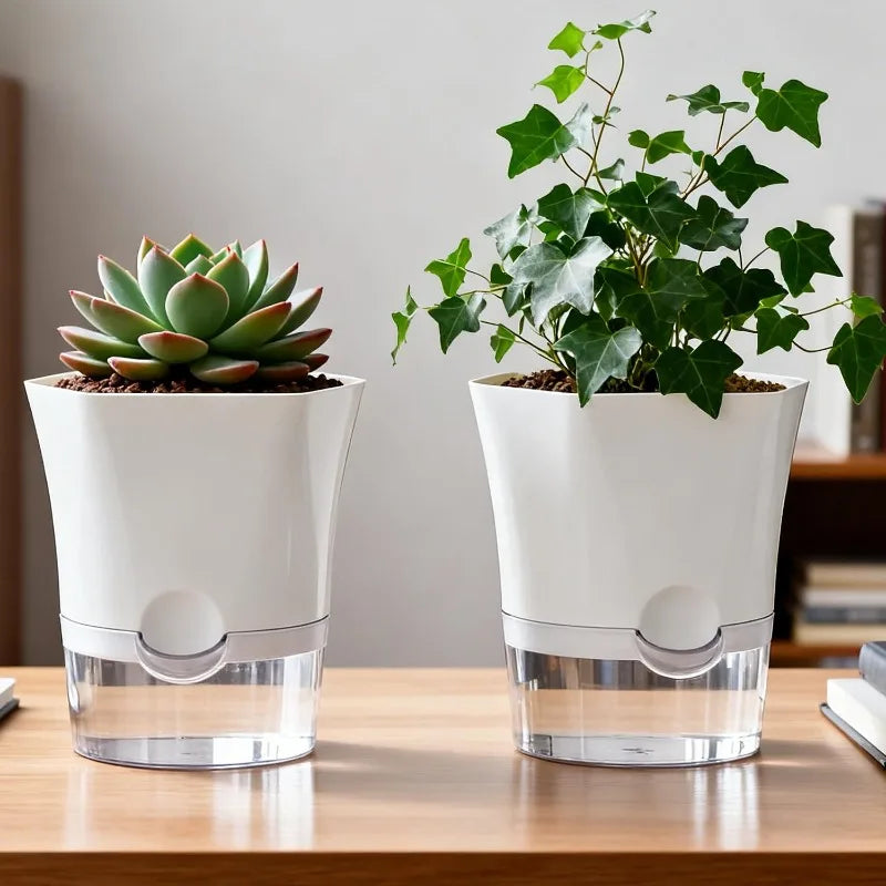 1/5pcs Transparent Self-Watering Plant Flower Pot Lazy Hydroponic Flowerpot Plastic Planters Home Garden Decoraction Planters