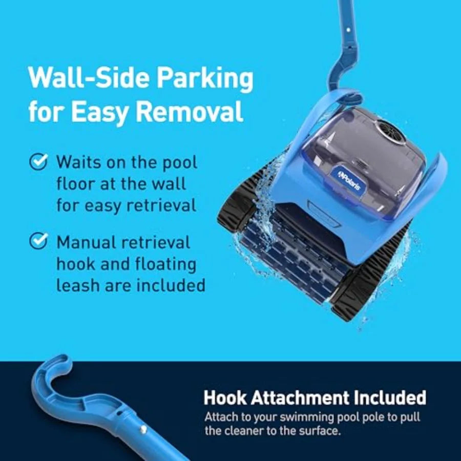 Above-ground and in-ground pool cleaner, cyclonic vacuum technology, compact lightweight design, long-lasting battery, black