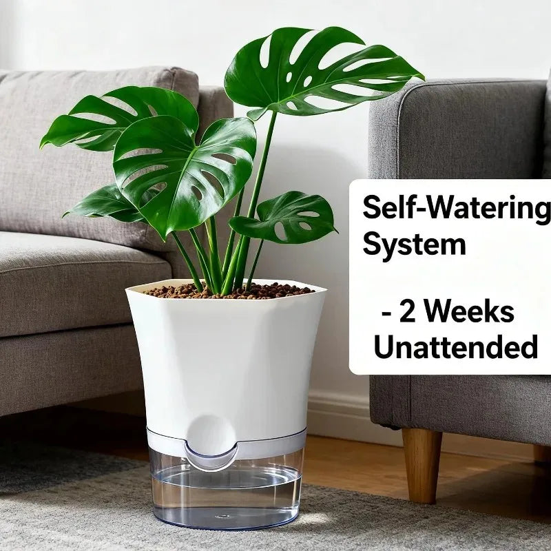 1/5pcs Transparent Self-Watering Plant Flower Pot Lazy Hydroponic Flowerpot Plastic Planters Home Garden Decoraction Planters