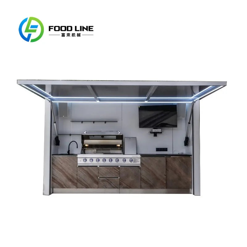 Premium Outdoor Cooking Kitchen BBQ POD Easy Setup with Combined Sink Fridge Stainless Steel Backyard Party Ready Customized