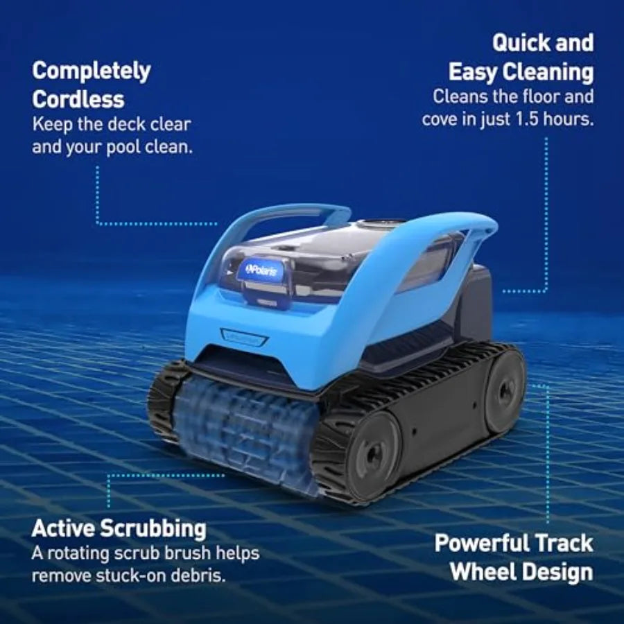 Above-ground and in-ground pool cleaner, cyclonic vacuum technology, compact lightweight design, long-lasting battery, black