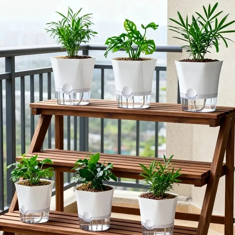 1/5pcs Transparent Self-Watering Plant Flower Pot Lazy Hydroponic Flowerpot Plastic Planters Home Garden Decoraction Planters