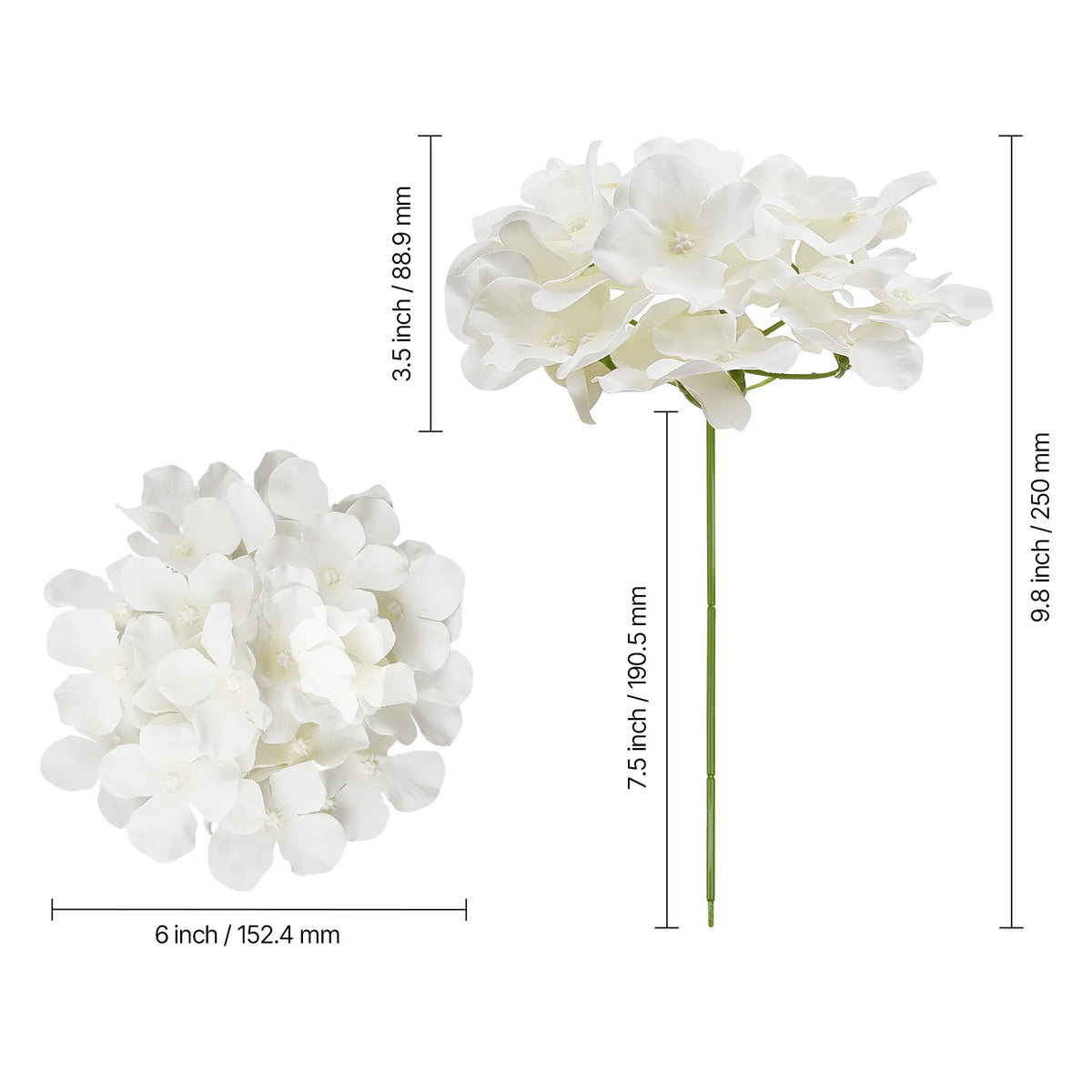 VEVOR Artificial Flowers Real Looking White Silk Fake Hydrangea Bulk White Faux Bridal Shower with Stem for DIY Wedding Bouquets